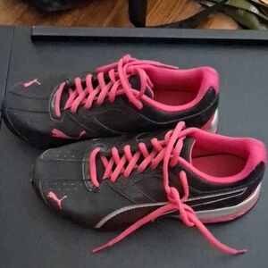 Puma Women's Black Sneakers with Pink Accents